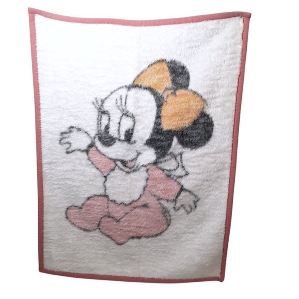 Vintage Biederlack Of America Walt Disney Baby Minnie Mouse Blanket 28" X 38"